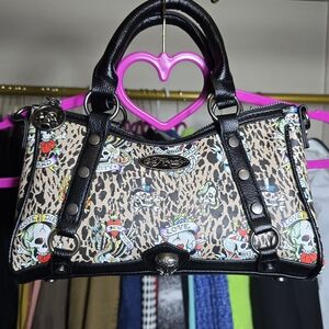 Ed Hardy Leopard Print Women's Bag - Black and Brown